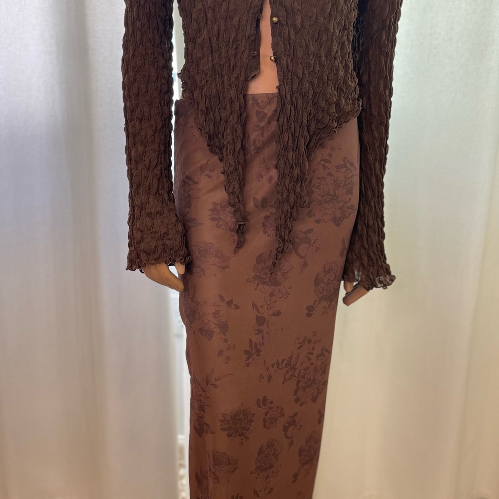 Brown Maxi Pencil Skirt for Night Out